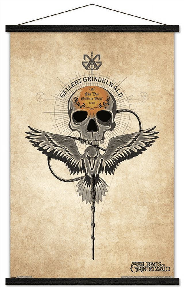 Fantastic Beasts And Where To Find Them: The Crimes of Grindelwald - Grindelwald Badge Wall Poster with Wooden Magnetic Frame, 22.375" x 34"