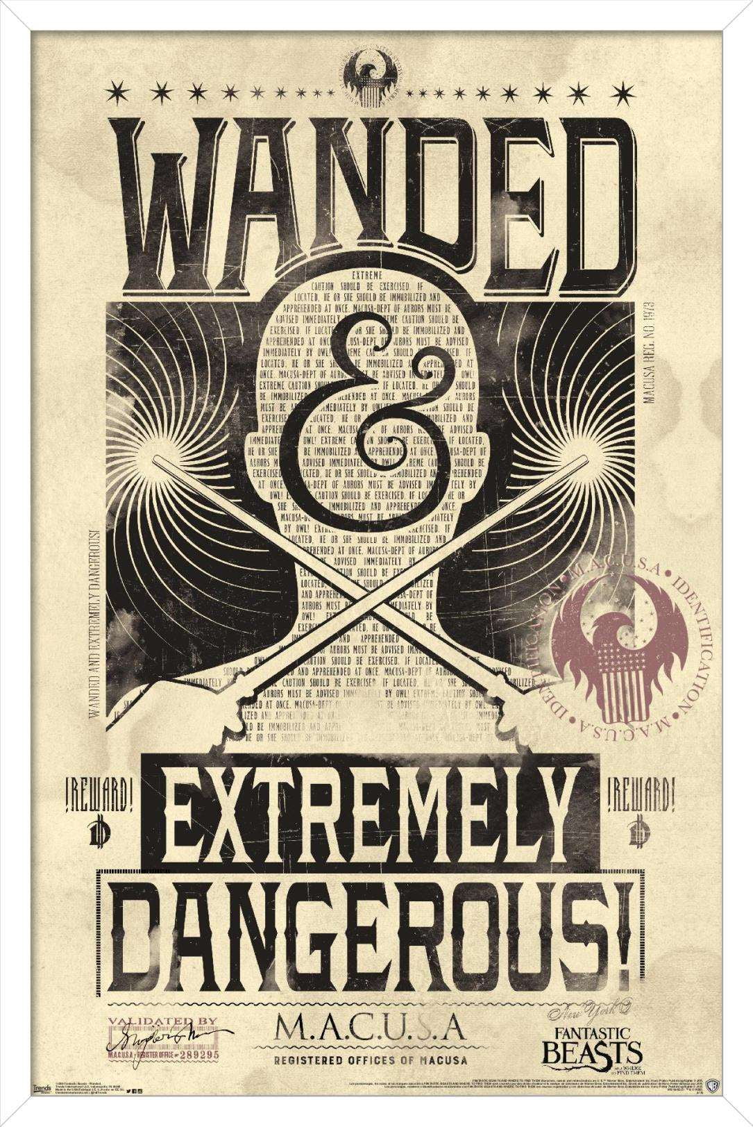 Fantastic Beasts And Where To Find Them - Wanded - Extremely Dangerous Wall Poster, 14.725" x 22.375", Framed
