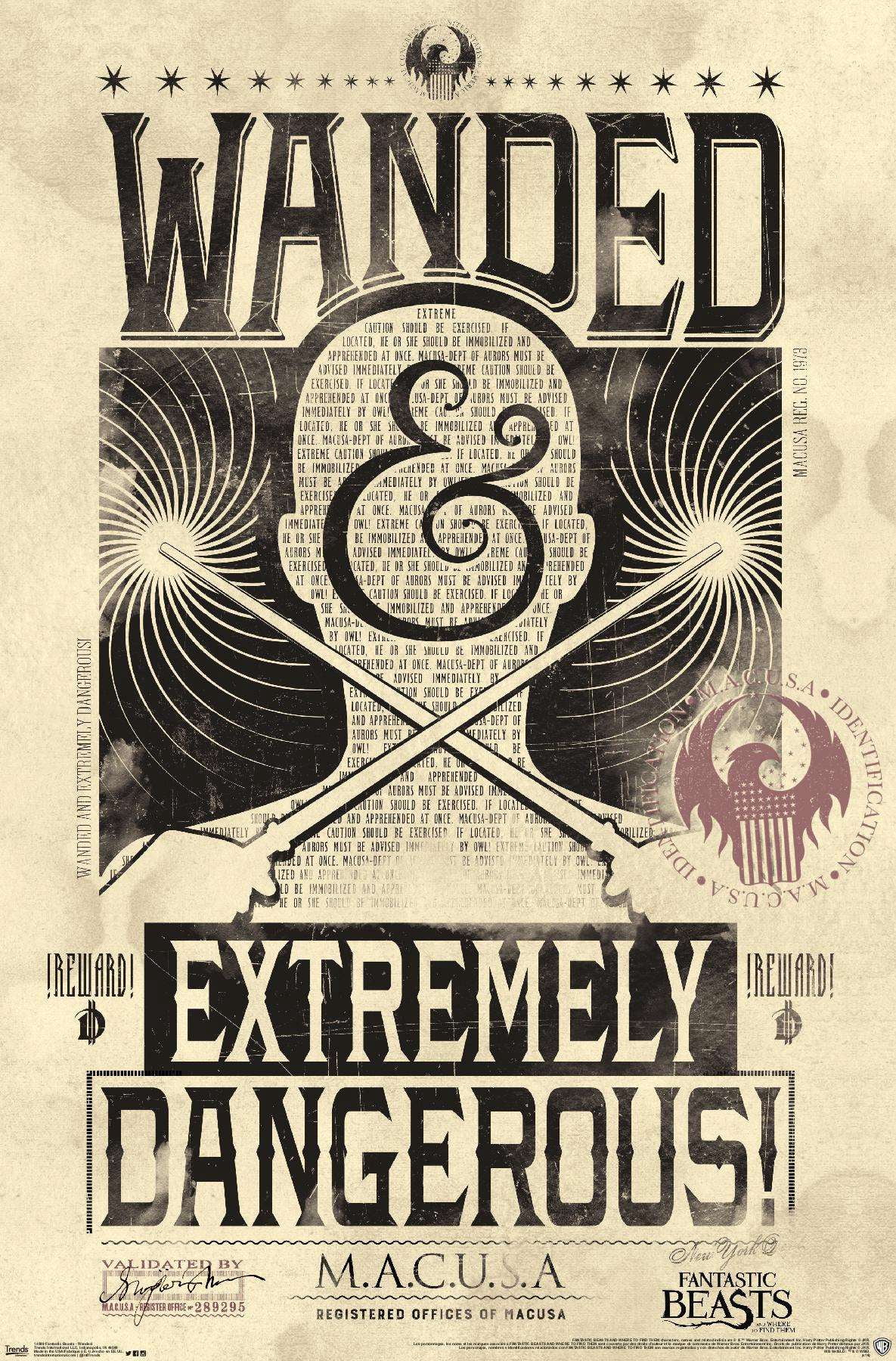 Fantastic Beasts And Where To Find Them - Wanded - Extremely Dangerous Wall Poster, 14.725" x 22.375"