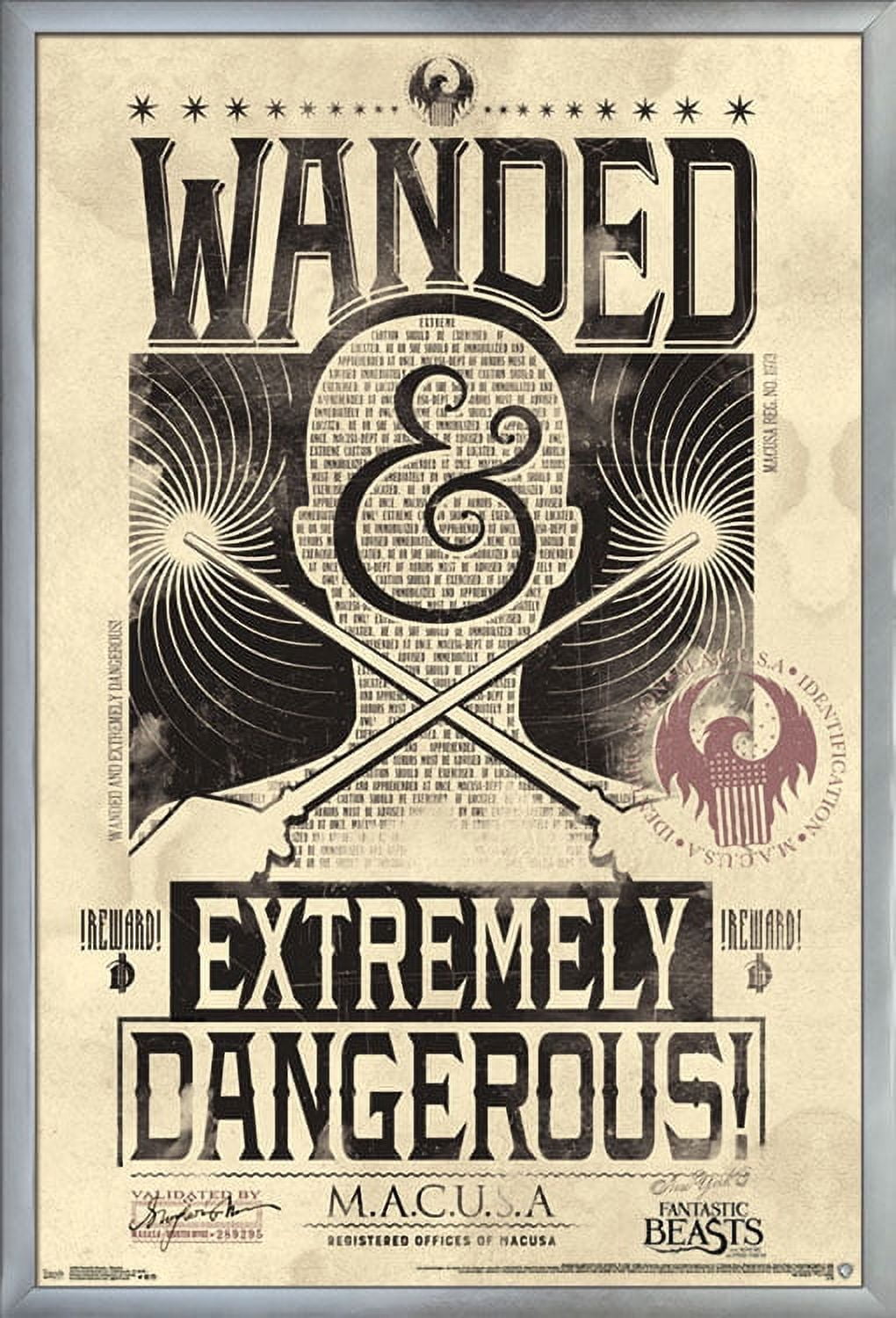Fantastic Beasts And Where To Find Them - Wanded - Extremely Dangerous Wall Poster, 22.375" x 34", Framed