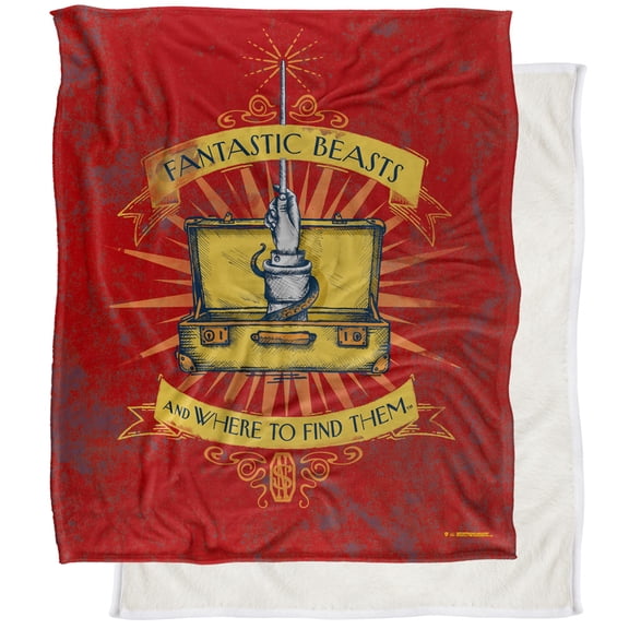 Fantastic Beasts Blanket, 50x60 Magic Briefcase IllustrationSilky Touch Sherpa Back Super Soft Throw Blanket
