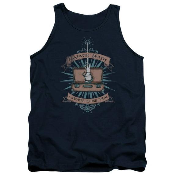 Trevco Sportswear WB209-TK-5 Fantastic Beasts Briefcase Adult Tank Top, Navy - 2X