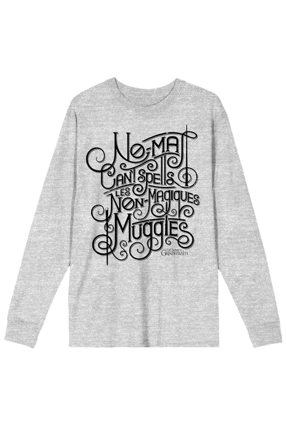 Fantastic Beasts Crimes Of Grindelwald Beast Spells Men's Gray Heather T-Shirt-L