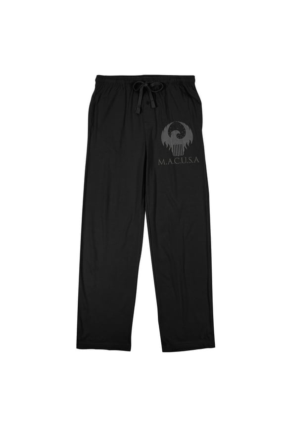 Fantastic Beasts M.A.C. U.S.A. Eagle Crest Men's Black Sleep Pajama Pants-Small