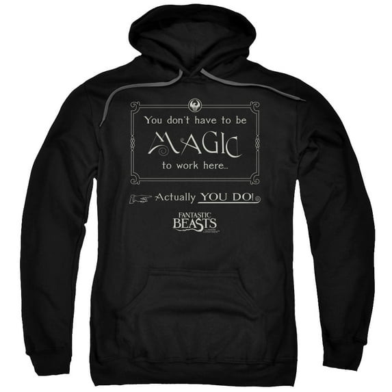 Trevco Sportswear WB227-AFTH-5 Fantastic Beasts Magic To Work Here Adult Pullover Hoodie, Black - 2X