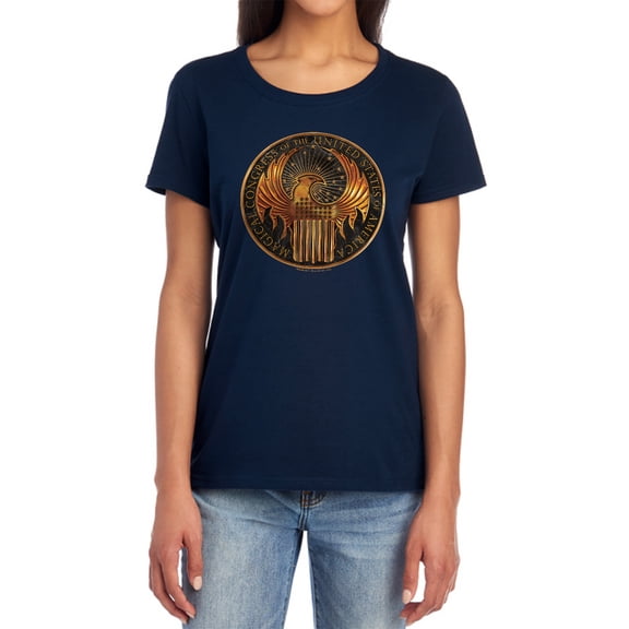 Fantastic Beasts Magical Congress Crest Women's T Shirt, Navy, Small