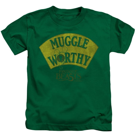 Trevco Sportswear WB232-KT-1 Fantastic Beasts Muggle Worthy Toddler Short Sleeve T-Shirt, Kelly Green - Large 4T