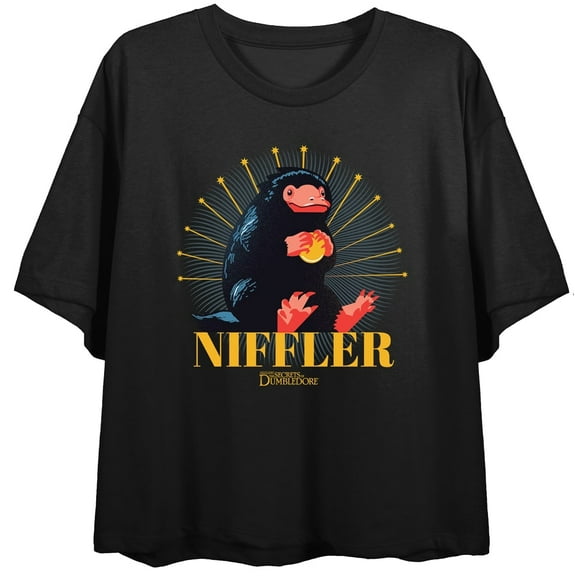 Fantastic Beasts Niffler Clutching Gold Coin Junior's Black T-shirt-Medium