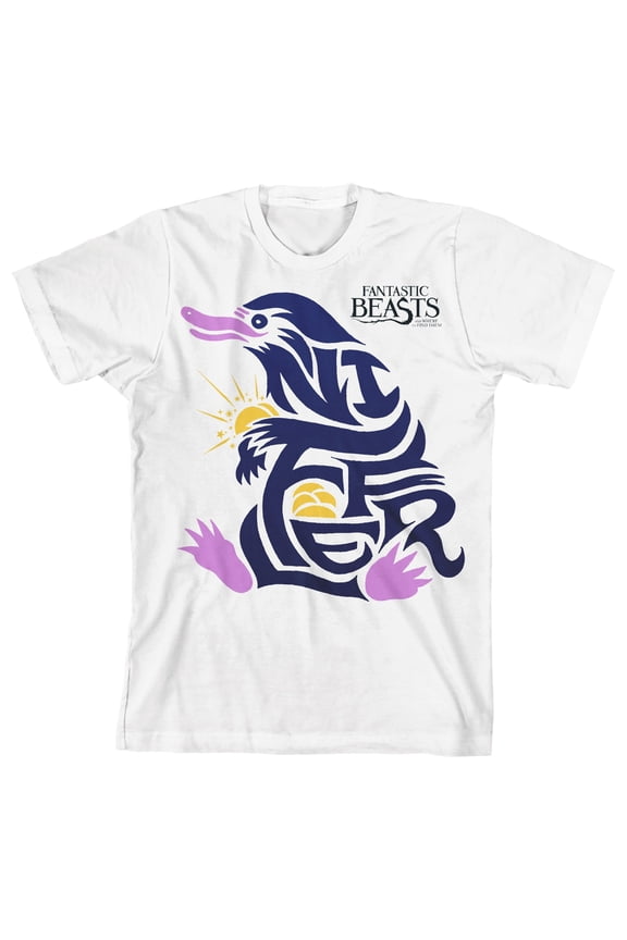 Fantastic Beasts Niffler Text Design Toddler Boy's White T-shirt-2T