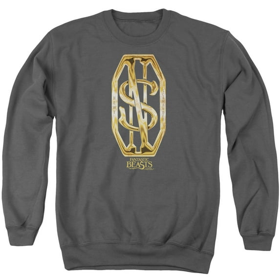 Trevco Sportswear WB242-AS-4 Fantastic Beasts Scamander Monogram Adult Crewneck Sweatshirt, Charcoal - Extra Large