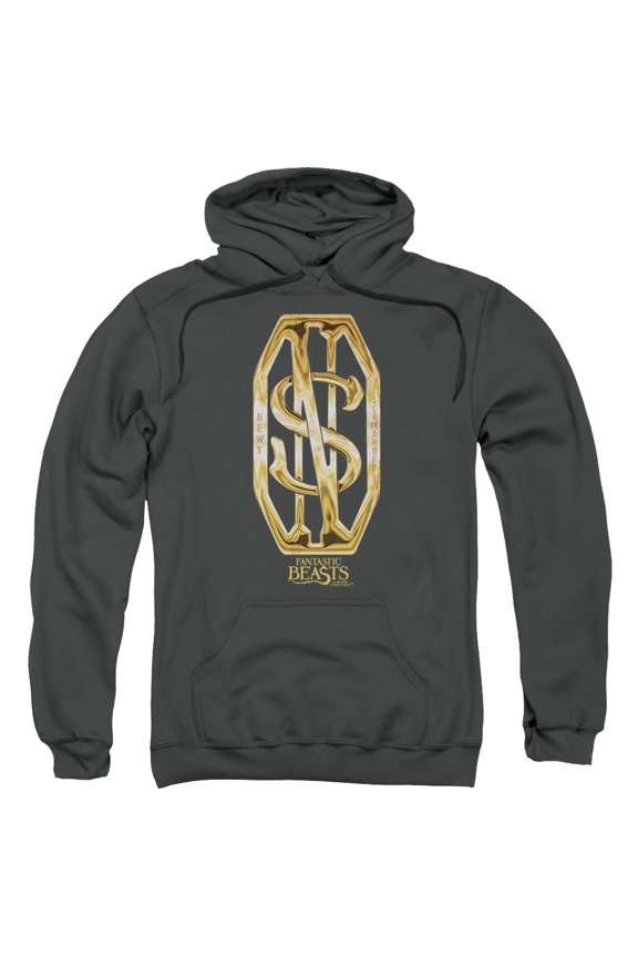 Sportswear WB242-AFTH-6 Fantastic Beasts Scamander Monogram Adult Pullover Hoodie, Charcoal - 3X