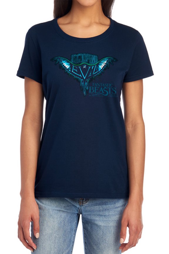 Fantastic Beasts Swooping Evil Women's T Shirt, Navy, Small