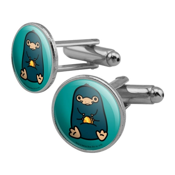 Fantastic Beasts and Where to Find Them Nifler Cute Chibi Character Round Cufflink Set Silver Color