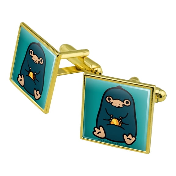 Fantastic Beasts and Where to Find Them Nifler Cute Chibi Character Square Cufflink Set - Silver or Gold