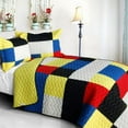 thumbnail image 1 of Fantastic Beauty - Vermicelli-Quilted Patchwork Plaid Quilt Set  Full & Queen Size - Multicolor, 1 of 1