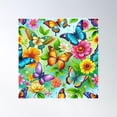 thumbnail image 1 of Fantastic Butterflies Flying Over The Enchanted Forest - Seamless Pattern #2 Poster Wall Art, Modern Wall Decor, 16x16 UNFRAMED, 1 of 3