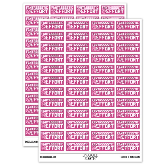 Fantastic Effort Hissing Snake Teacher Student School Sticker Set - Hot Pink - Gloss Finish - 1.25" Mini