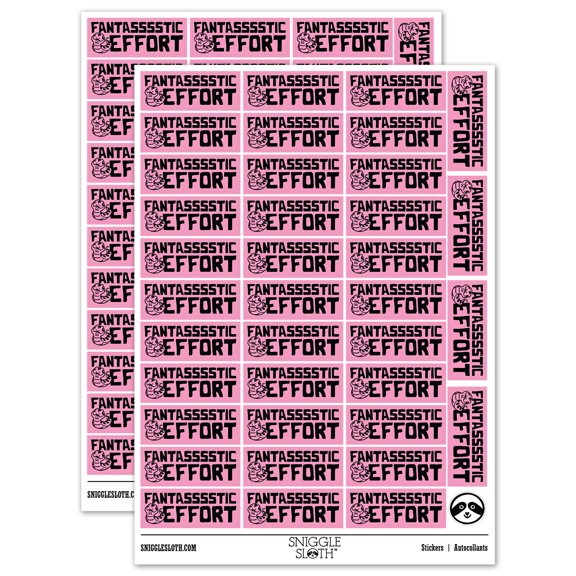 Fantastic Effort Hissing Snake Teacher Student School Sticker Set - Light Pink - Matte Finish - 1.5" Small