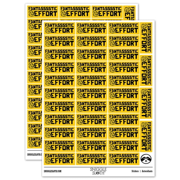 Fantastic Effort Hissing Snake Teacher Student School Sticker Set - Yellow - Gloss Finish - 1.5" Small