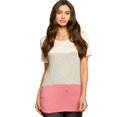 thumbnail image 1 of Fantastic Fawn Womens Color Block Stripe Short Sleeve Round Neck Top (Small, Ivory Red), 1 of 3