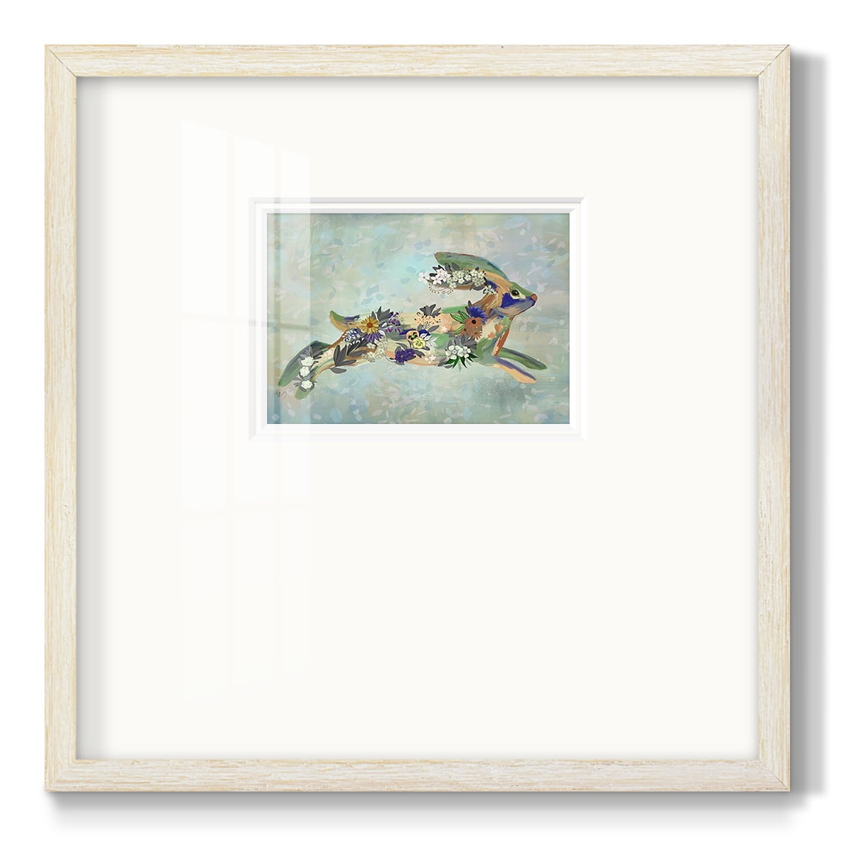 Fantastic Florals Hare, RunningPremium Framed Print