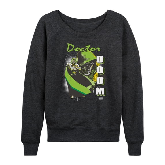 Fantastic Four - Doctor Doom Women's Lightweight French Terry Wide Neck Long Sleeve Graphic Shirt