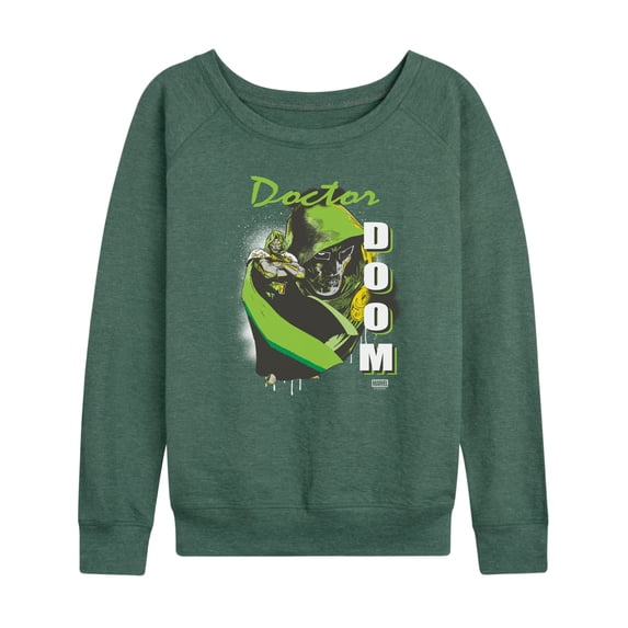 Fantastic Four - Doctor Doom Women's Lightweight French Terry Wide Neck Long Sleeve Graphic Shirt