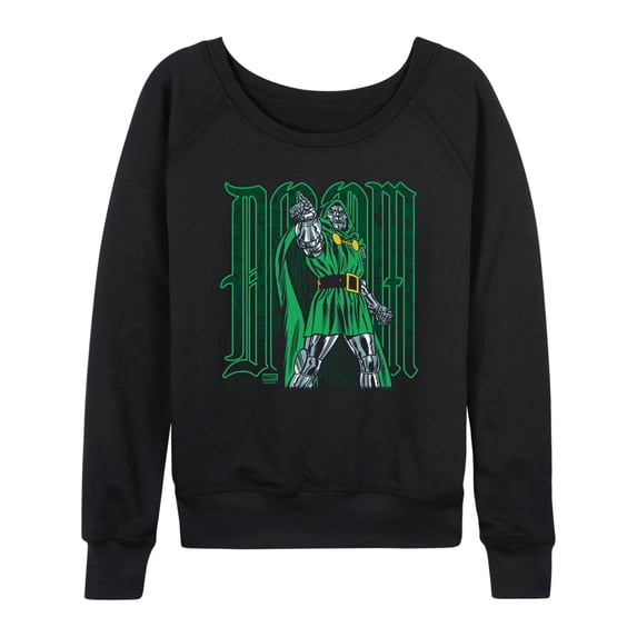Fantastic Four - Doom Type Lightweight French Terry Wide Neck Long Sleeve Graphic Shirt