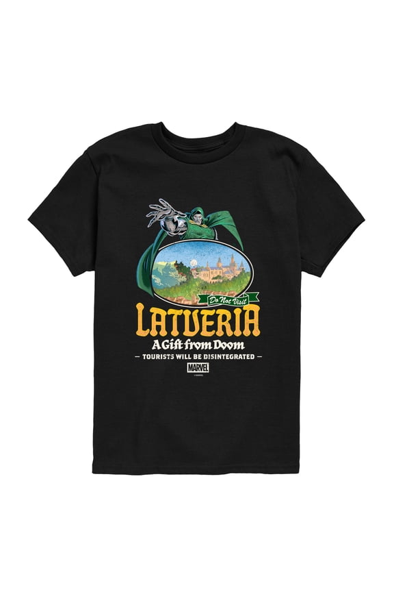 - Dr. Doom Latveria Destination - Youth Boys Short Sleeve Graphic T-Shirt