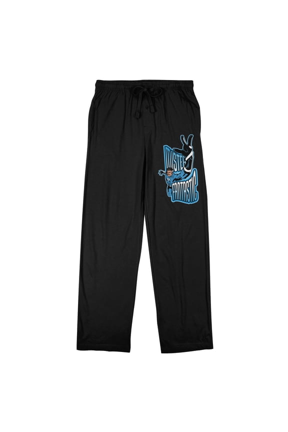 Fantastic Four First Steps Mr. Fantastic Character Art Adult Black Sleep Pajama Pants-Large