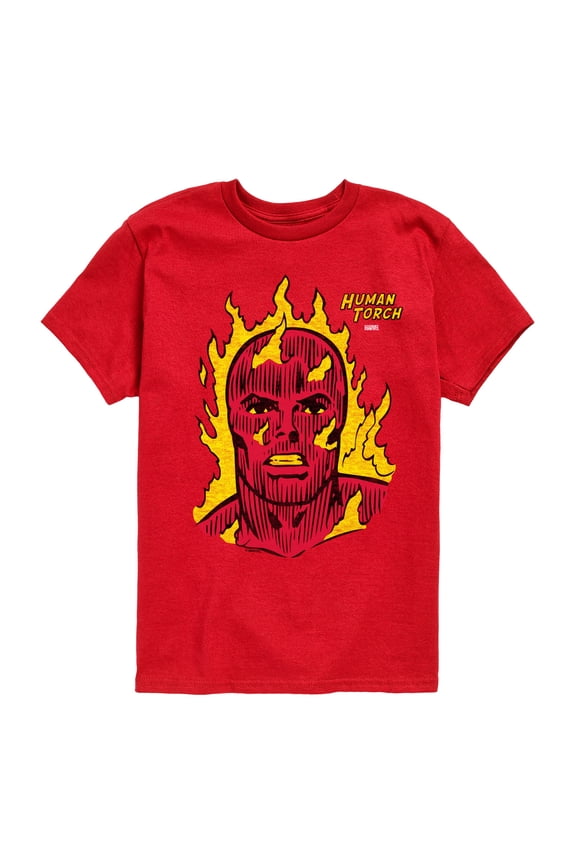 - Human Torch Portrait - Youth Boys Short Sleeve Graphic T-Shirt