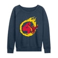 thumbnail image 1 of Fantastic Four - Human Torch Women's Lightweight French Terry Wide Neck Long Sleeve Graphic Shirt, 1 of 4