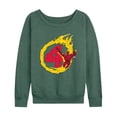 thumbnail image 1 of Fantastic Four - Human Torch Women's Lightweight French Terry Wide Neck Long Sleeve Graphic Shirt, 1 of 4