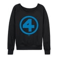 thumbnail image 1 of Fantastic Four - Logo Blue Women's Lightweight French Terry Wide Neck Long Sleeve Graphic Shirt, 1 of 4
