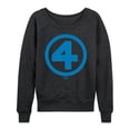 thumbnail image 1 of Fantastic Four - Logo Blue Women's Lightweight French Terry Wide Neck Long Sleeve Graphic Shirt, 1 of 4