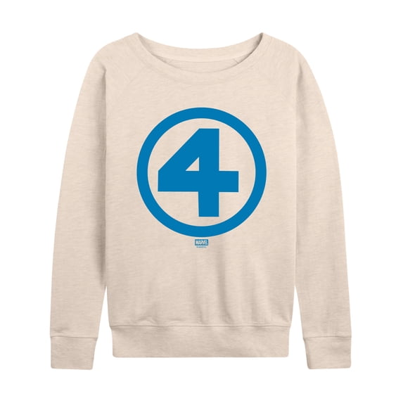 Fantastic Four - Logo Blue Women's Lightweight French Terry Wide Neck Long Sleeve Graphic Shirt