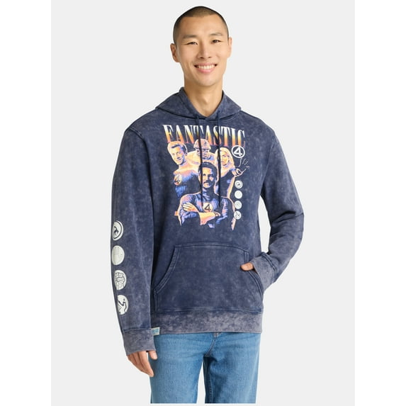Fantastic Four Men's and Big Men's Mineral Wash Graphic Hoodie, Sizes S-3XL