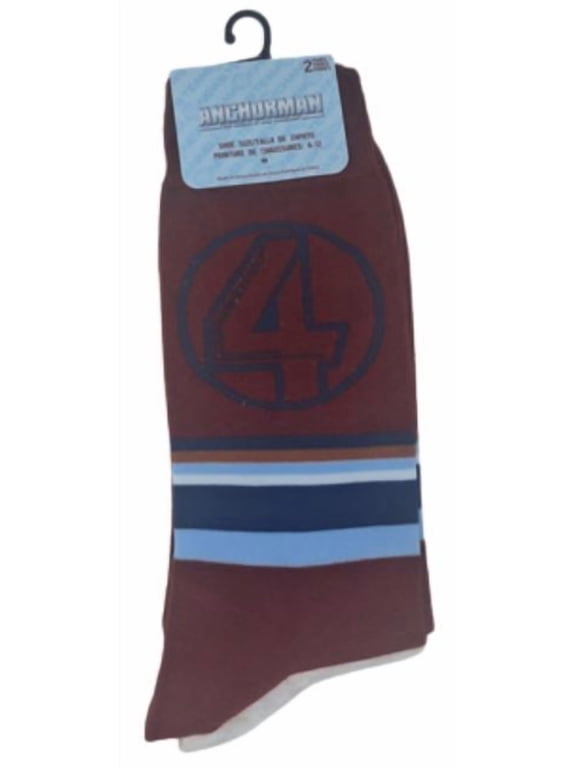 Fantastic Four Men's Crew Socks, Burgundy and Blue, 2-Pair Pack