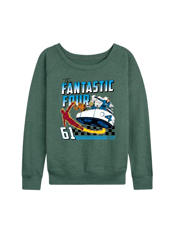 - Racing Tee Women's Lightweight French Terry Wide Neck Long Sleeve Graphic Shirt