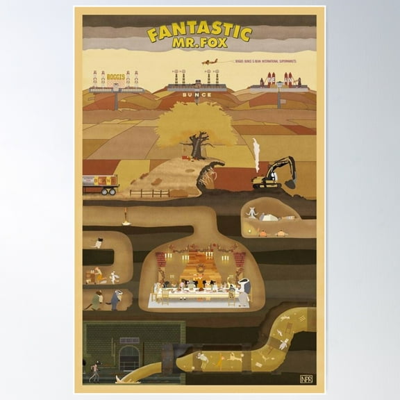 Fantastic Mr Fox V3 Poster Wall Art, Modern Wall Decor For Living Room Bedroom, 8x12 UNFRAMED