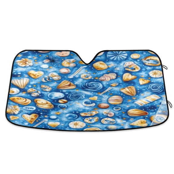 Fantastic Shells on Sea Car Windshield Sun Shade Foldable Car Front Window Visor Heat and UV Protection 57x31.5