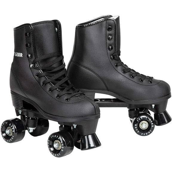 Fantastic Skates with Retro Quad Design for Kids and Adults (Black, Women's 9 / Men's 8)