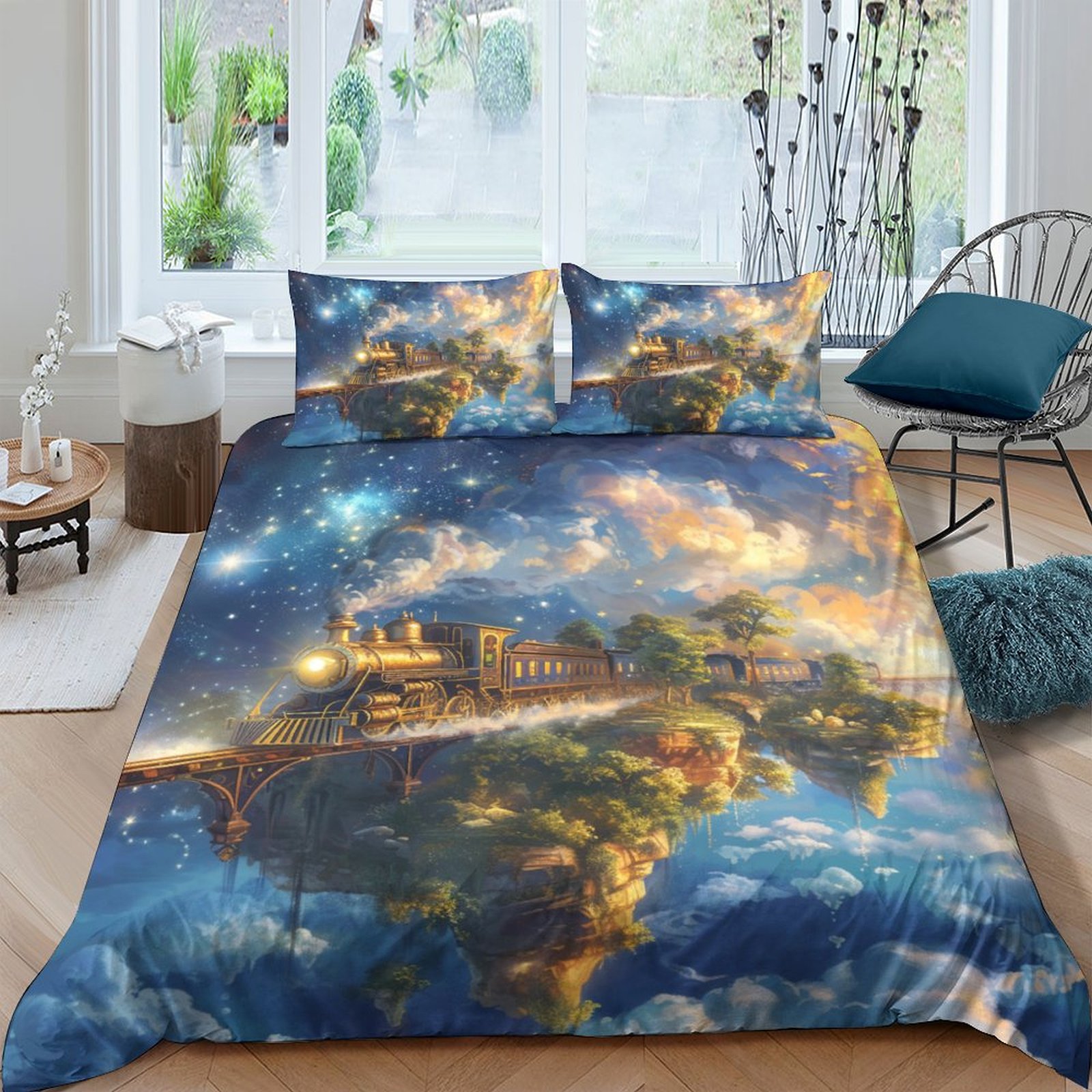 Fantastic Vintage Trains 3D Printed Quilt Cover Duvet Cover Bedding Set
