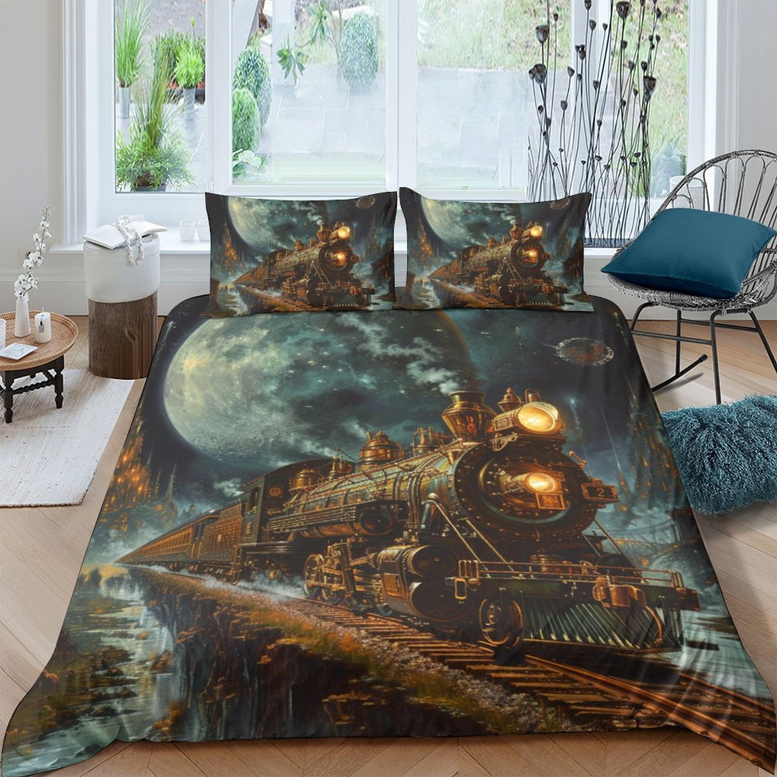 Fantastic Vintage Trains 3D Printed Quilt Cover Duvet Cover Comforter