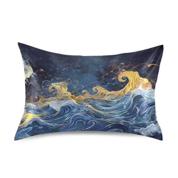 Fantastic Wave Satin Pillowcase Envelope Design Pillow Covers 1 Pack King Size 20" x 40"