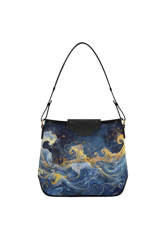Fantastic Wave Women's Tote Bag Convertible Handbags Hobo Shoulder Bag with Zipper Magnetic Snap