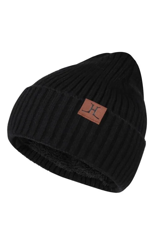 FZ FANTASTIC ZONE Men & Women Winter Warm Beanie Knit Hat Soft Slouchy Skull Cap with Fleece Lined,Black