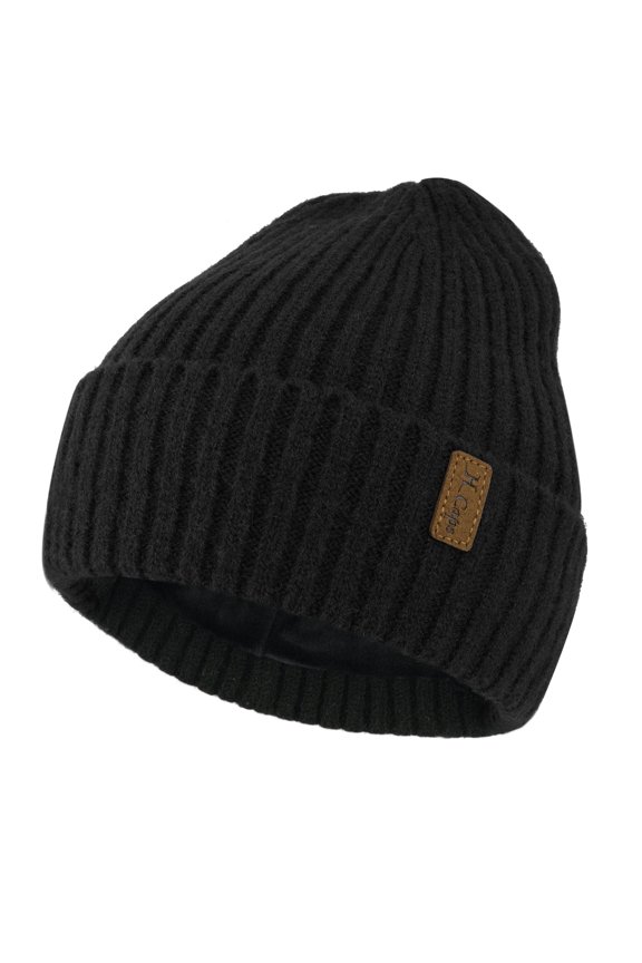 FZ FANTASTIC ZONE Mens Winter Warm Beanie Hats Knitted Slouchy Skull Caps with Fleece Lined for Women Men Cold Weather Black