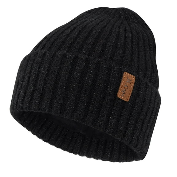 FZ FANTASTIC ZONE Mens Winter Warm Beanie Hats Knitted Slouchy Skull Caps with Fleece Lined for Women Men Cold Weather Silverblack