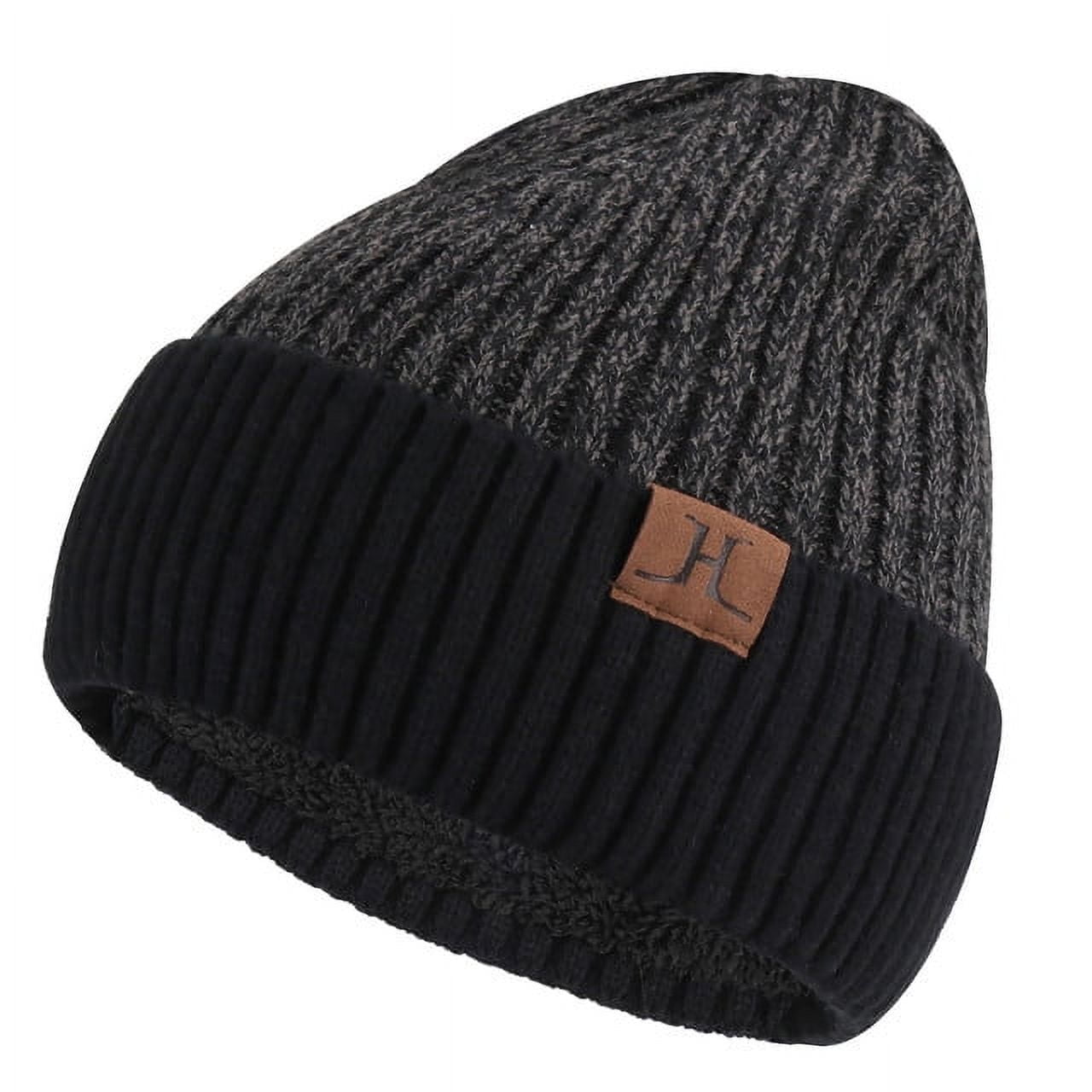 HiRui Winter Beanie Hat - Fleece Lined, Super Warm & Stretchy Slouchy Skull Cap For Men & Women (Dark Gray, One Size)